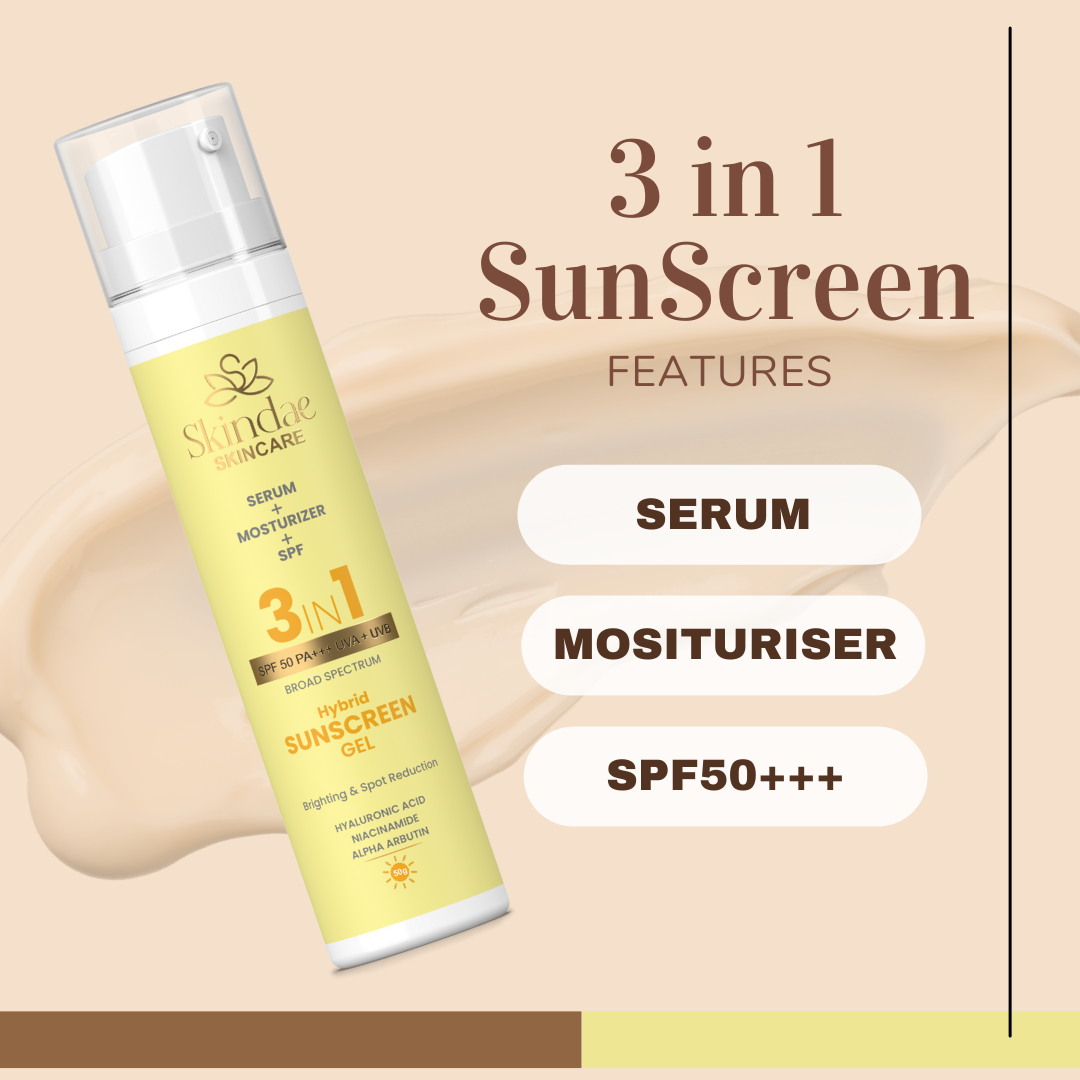 Skindae 3 in 1 Hybrid Sunscreen Gel SPF 50+| PA+++ Brighting & Spot Reduction