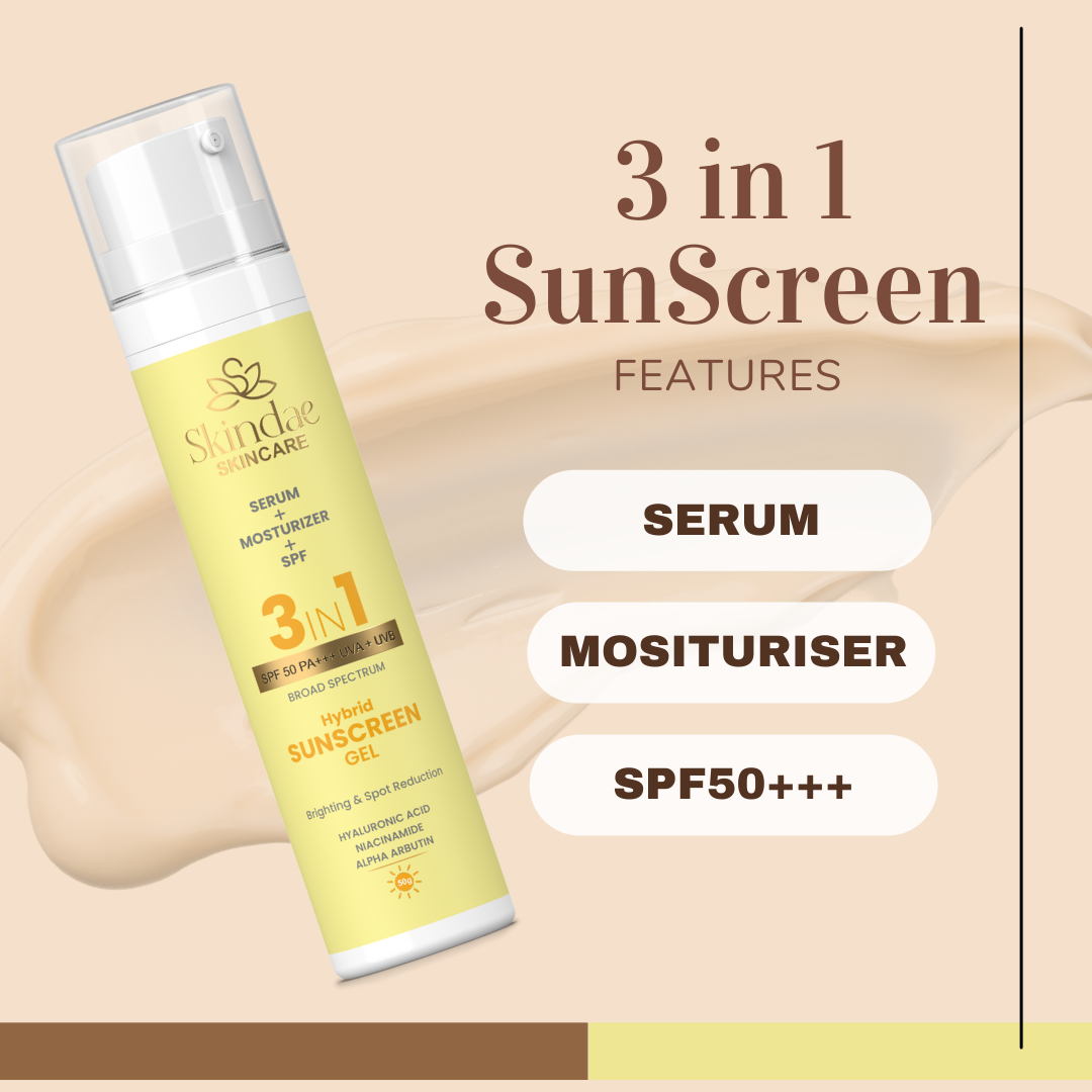 Skindae 3 in 1 Hybrid Sunscreen Gel SPF 50+| PA+++ Brighting & Spot Reduction 50g