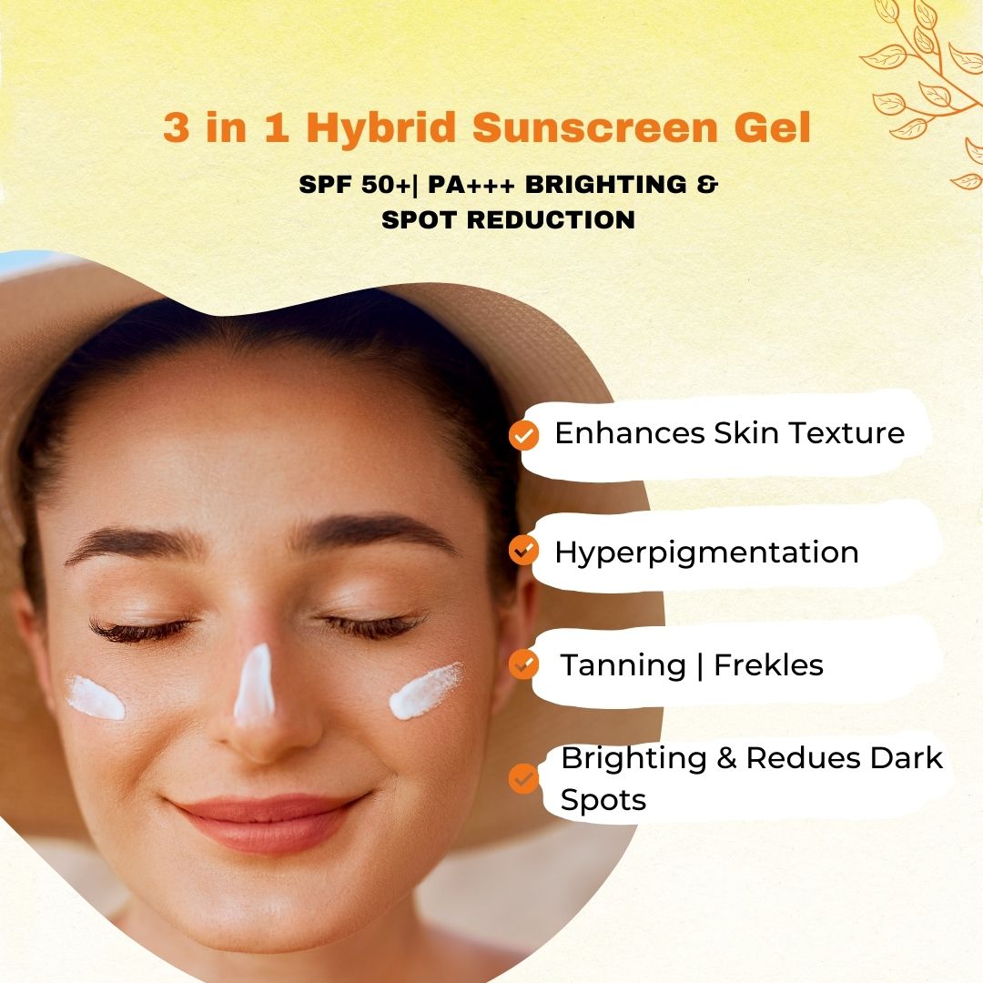 Skindae 3 in 1 Hybrid Sunscreen Gel SPF 50+| PA+++ Brighting & Spot Reduction 50g